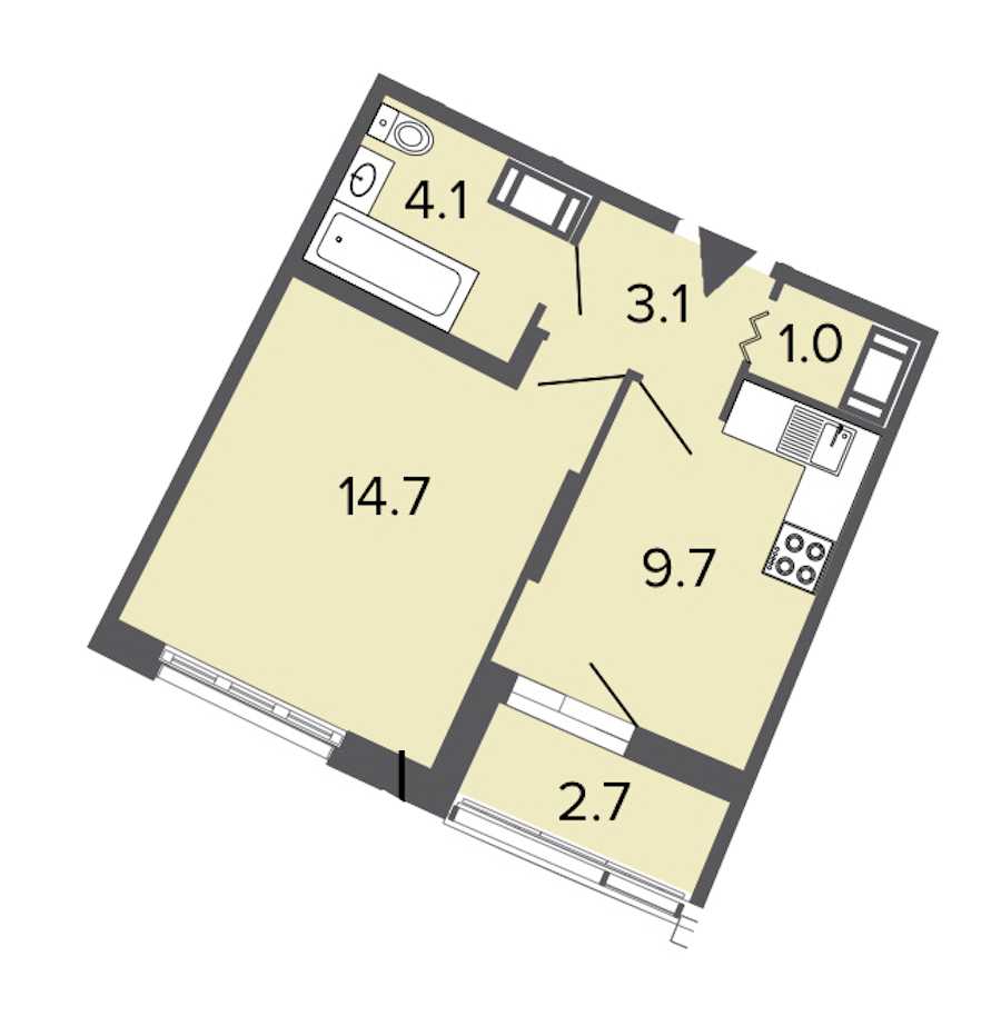 Однокомнатная квартира в : площадь 32.6 м2 , этаж: 11 – купить в Санкт-Петербурге
